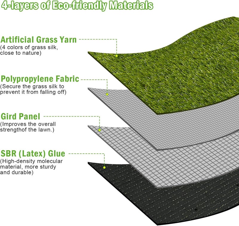 CooRug Fake Grass, 39 x 31 Inches Artificial Grass for Dogs, Realistic Turf for Indoor Outdoor Door Mat Balcony Patio Lawn Decoration - Image 5